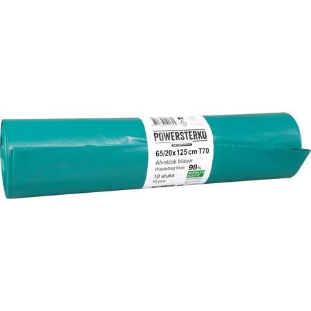 PowerSterko - Abfallbeutel | Recyceltes LDPE | 65/ 20x125cm | T70 | blau | 100 Stück