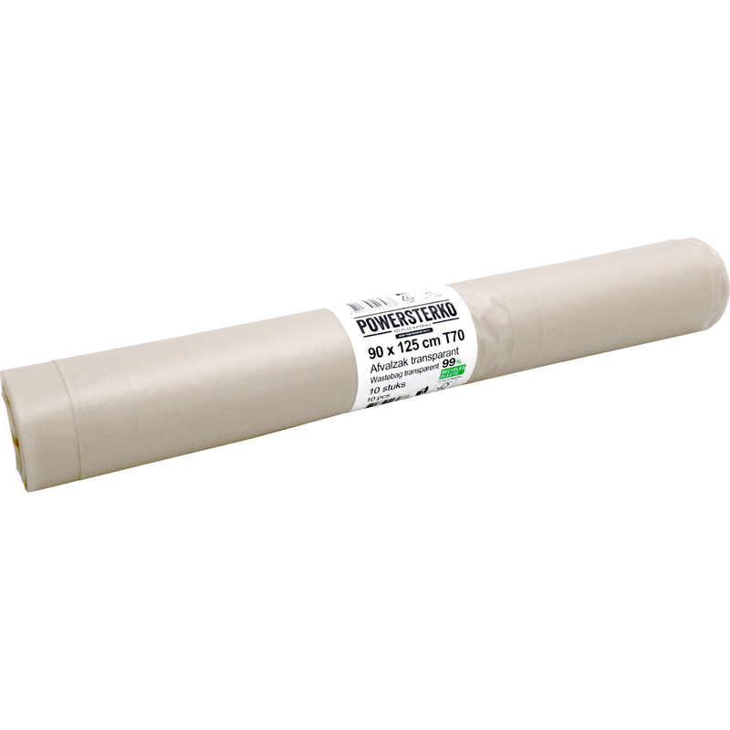 PowerSterko -  Afvalzak | Gerecycled LDPE | 90x125cm | T70 | transparant | 100 stuks