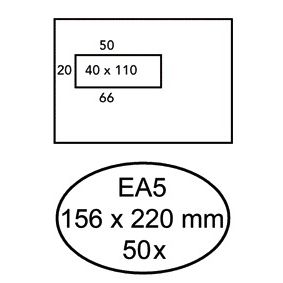 Hermes - Umschlag EA5 156x220mm Fenster 4x11links selbstklebend 50 Stück