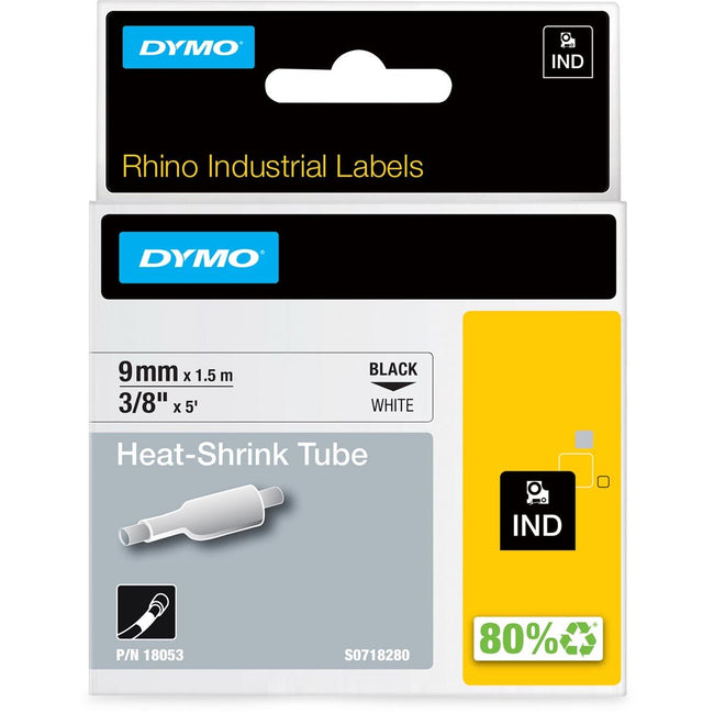 Dymo - Labele Rhino industrieller Schrumpfschlauch 9 mm schwarz auf weiß