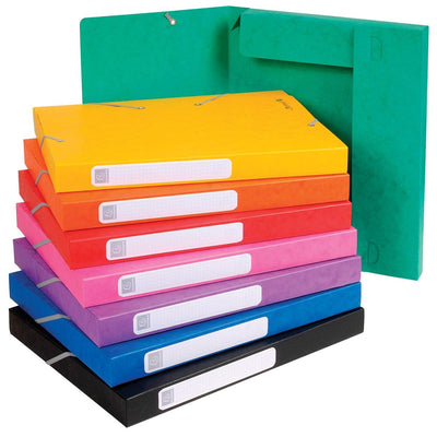 Exacompta - Elastobox Cartobox Rücken 2,5 cm, verschiedene Farben: grün, blau, gelb, rot, orange, ...
