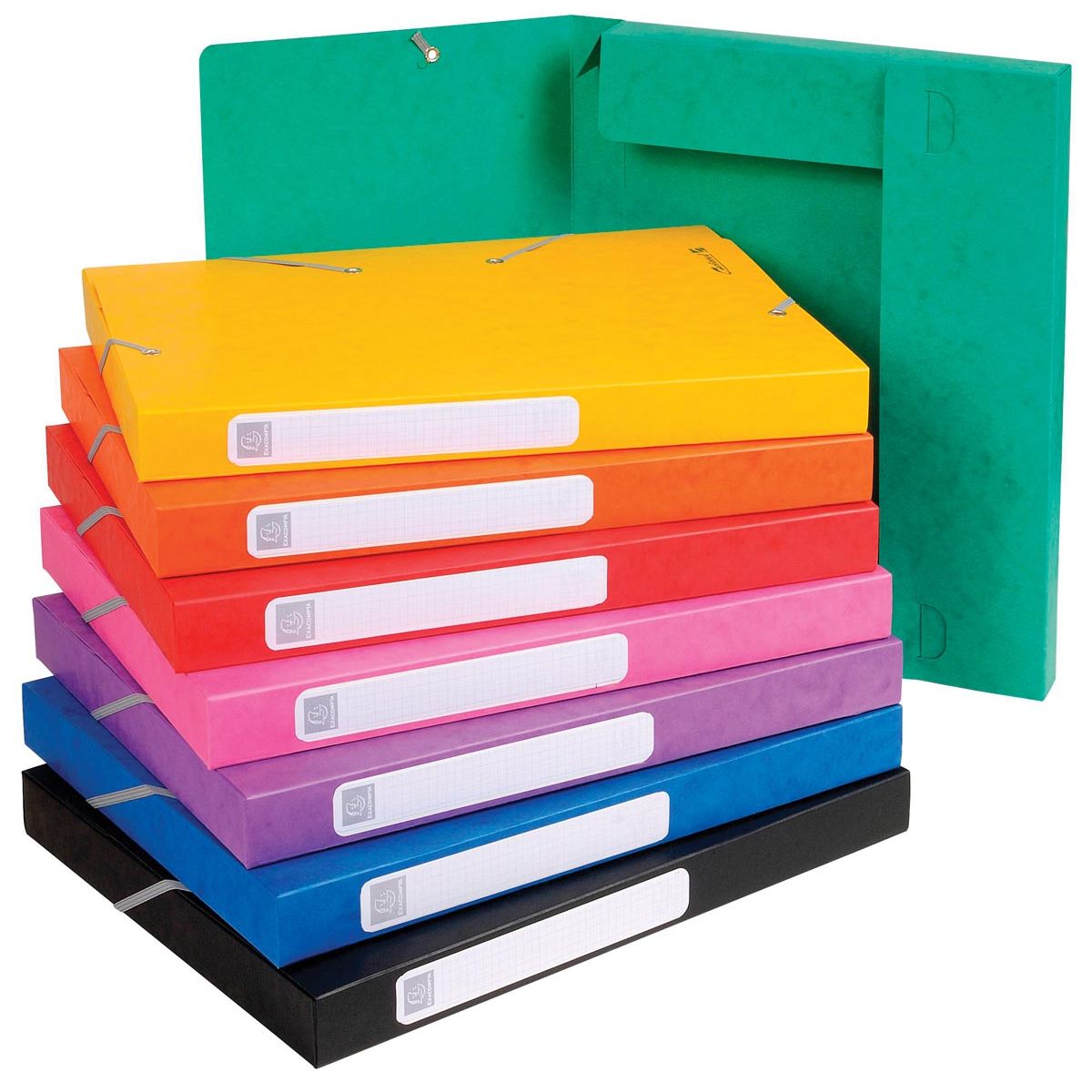 Exacompta - Elastobox Cartobox Rücken 2,5 cm, verschiedene Farben: grün, blau, gelb, rot, orange, ...