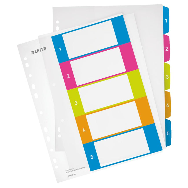Leitz - Tab WOW A4+ 11-Loch 1-5 PP sortiert
