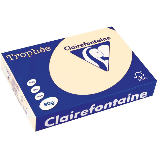 Clairefontaine - Trophée-Farbpapier, A4, 80 g, 500 Blatt, Elfenbein