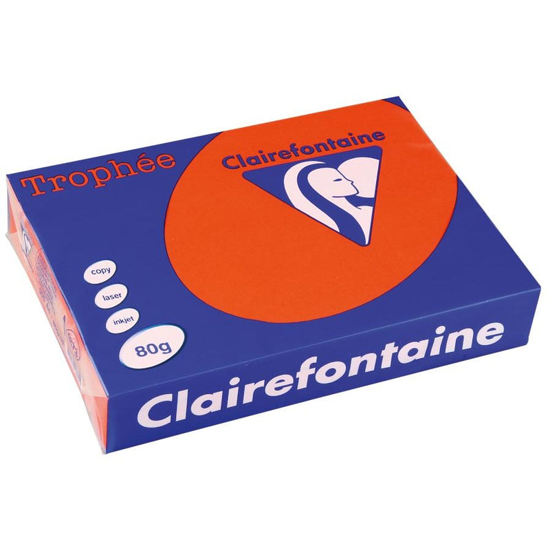 Clairefontaine - Trophée Intens, farbiges Papier, A4, 80 g, 500 Blatt, Kardinalrot