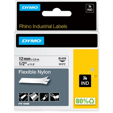 Dymo - Labele Rhino Industrienylon 12 mm schwarz auf weiß