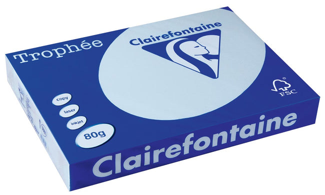 Clairefontaine - Trophée tel, farbiges Papier, A3, 80 g, 500 Blatt, azurblau