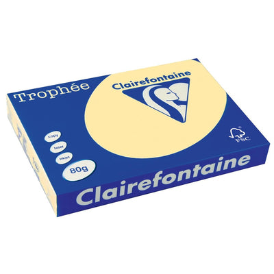 Clairefontaine - Trophée tel, farbiges Papier, A3, 80 g, 500 Blatt, Kanariengelb
