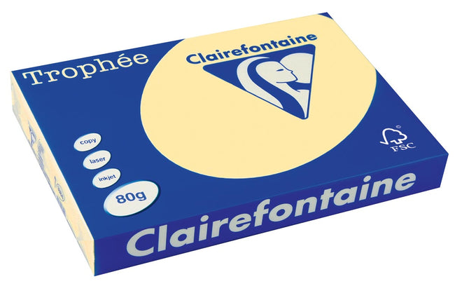 Clairefontaine - Trophée tel, farbiges Papier, A3, 80 g, 500 Blatt, Kanariengelb