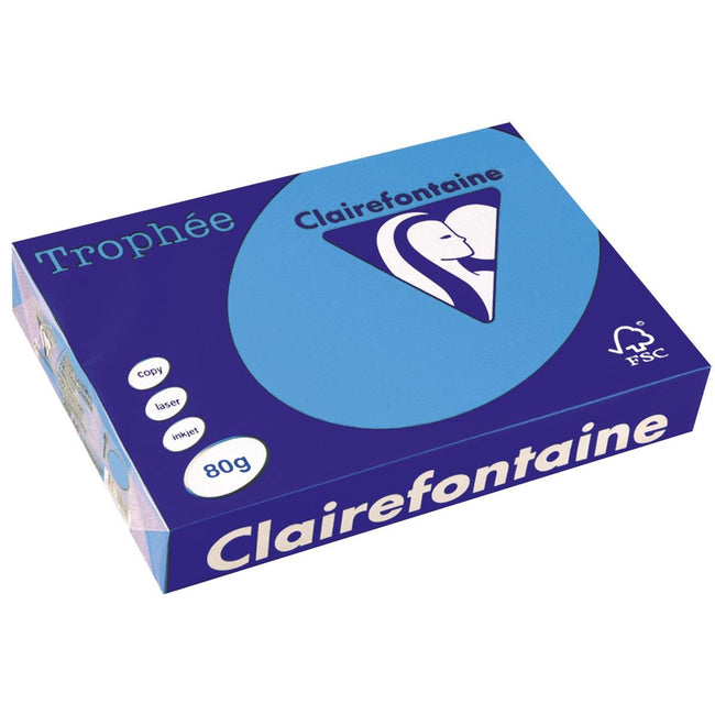 Clairefontaine - Trophée Intens, farbiges Papier, A4, 80 g, 500 Blatt, Königsblau