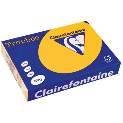 Clairefontaine - Trophée Intens, farbiges Papier, A4, 80 g, 500 Blatt, sonnenblumengelb