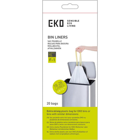 Eko - Abfallbeutel MDPE Typ F1 mit Kordelzug 49x68cm 18-28L weiß Rolle à 20 Stück