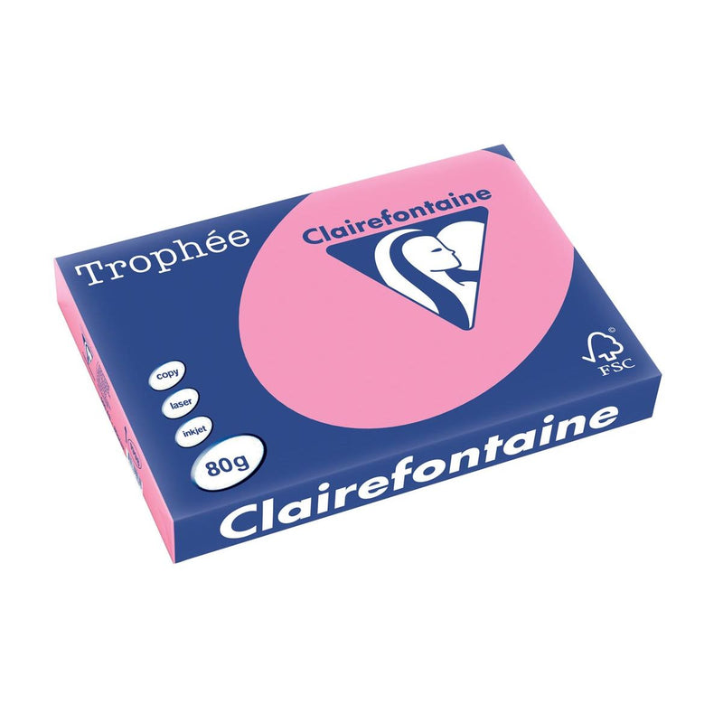 Clairefontaine -  Trophée tel, gekleurd papier, A3, 80 g, 500 vel, felroze