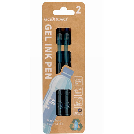 Econovo – Gelschreiber 0,7 mm, blau und schwarz, Blisterpackung mit 2 Stück