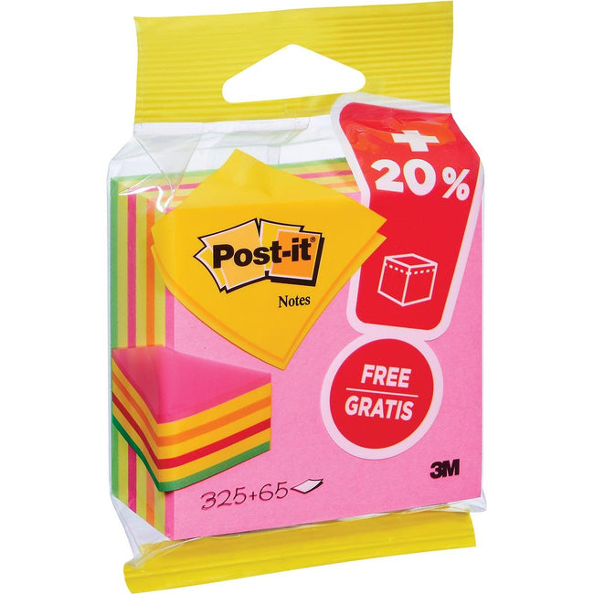 Haftnotizen – Notizwürfel ft 76 mm x 76 mm, Neon, Block mit 325 Stück + 65 Blatt gratis, auf Blister