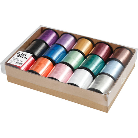 Creotime - Kräuselband Creativ Company 50 Meter x 10 mm Box mit 15 Farben