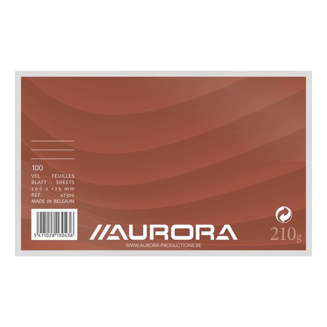 Aurora - Systemkarte 200x125mm Linie mit roter Kopflinie 210gr weiß 100 Blatt | 10 Stück