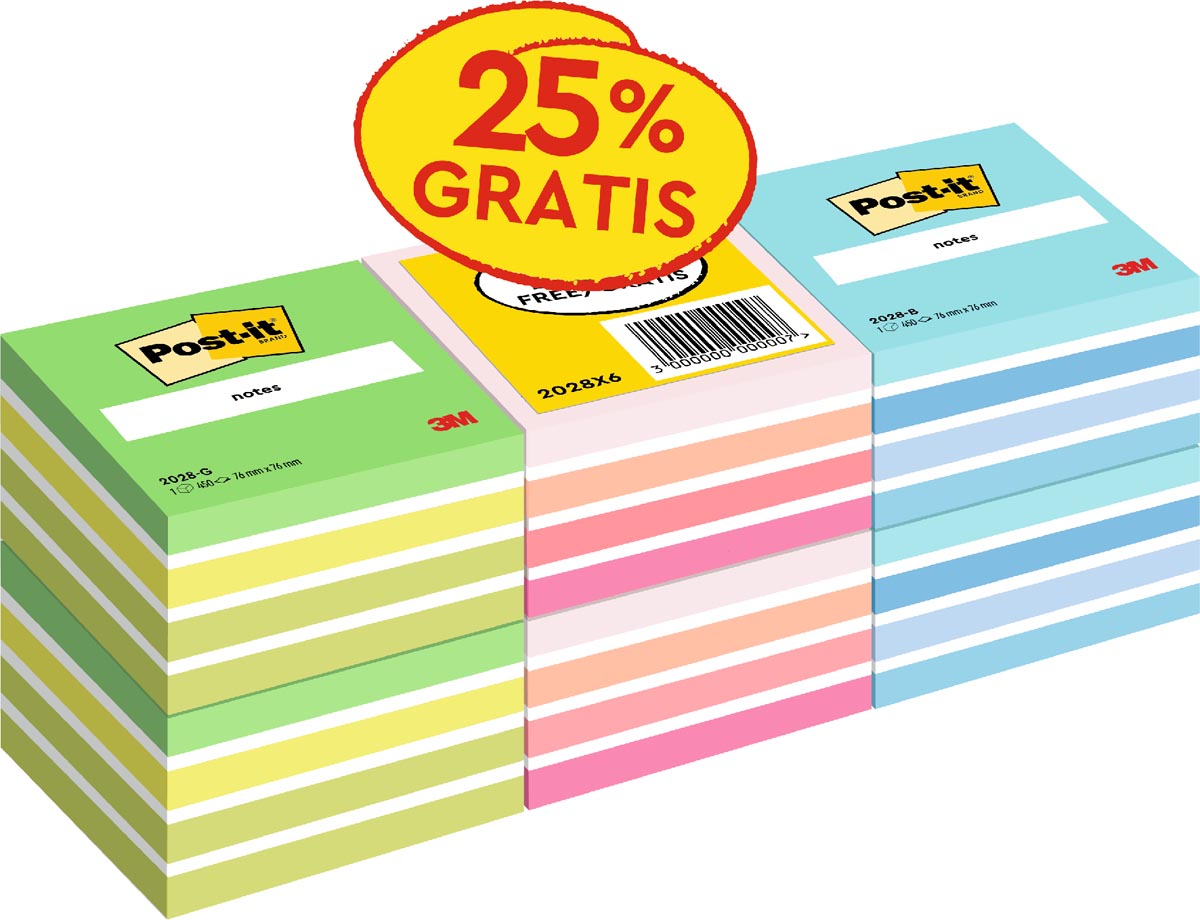 Haftnotizen – Notizwürfel, 450 Blatt, 76 x 76 mm, Werbepackung mit 6 Würfeln in verschiedenen Farben