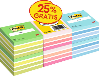 Haftnotizen – Notizwürfel, 450 Blatt, 76 x 76 mm, Werbepackung mit 6 Würfeln in verschiedenen Farben