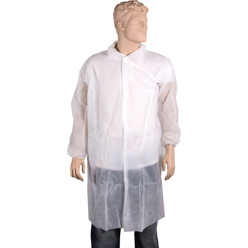 ComFort -  Bezoekersjas | XL | drukknoop | PP | wit | 50 stuks