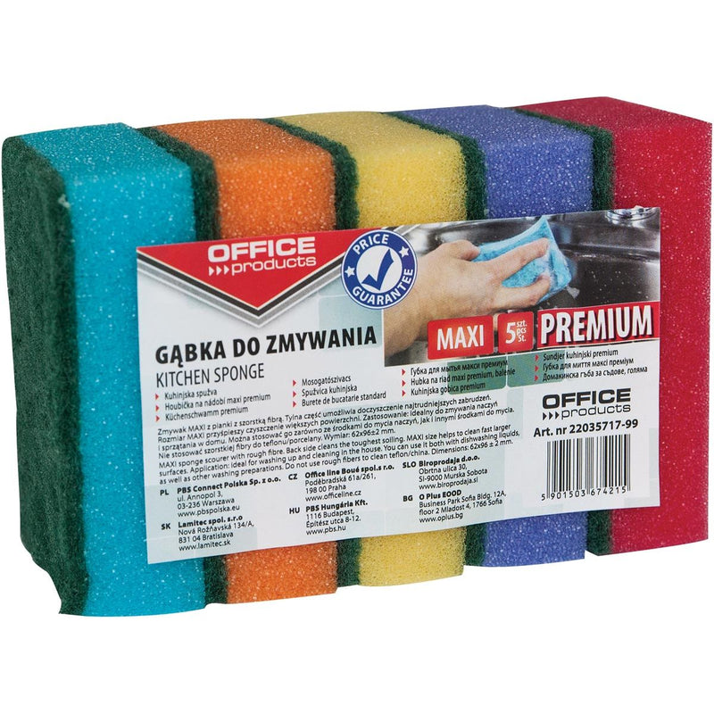 OFFICE - products Scheuerschwamm, ft 6,2 x 9,6 cm, 5er Pack in verschiedenen Farben