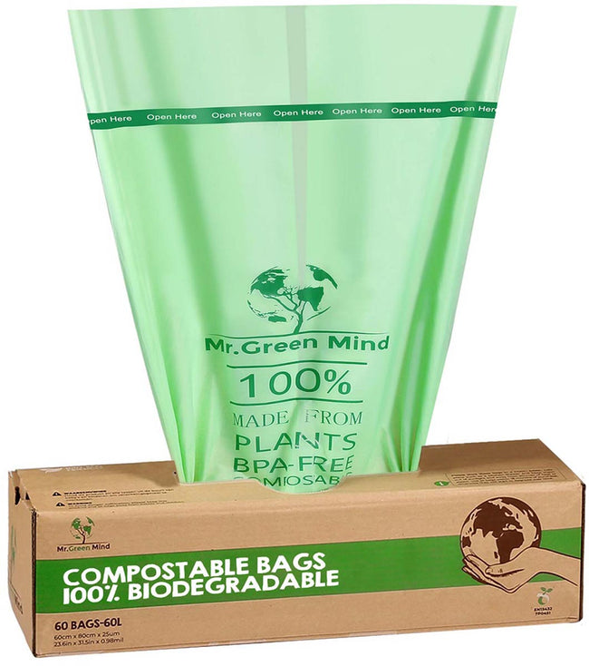 Mr. Green Mind - Abfallbeutel Bio Mr.Green Mind 60x80cm 60 Liter Spender 60 Stück