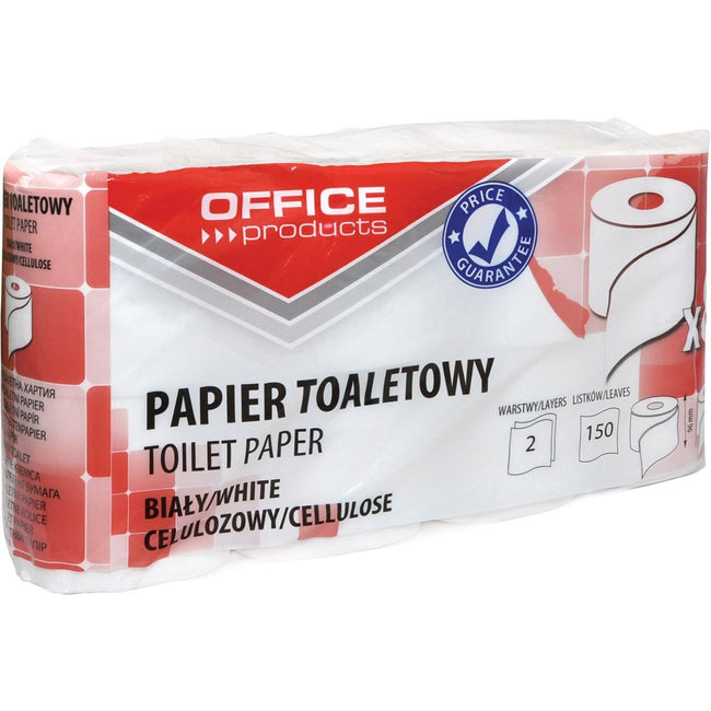 OFFICE - Produkte Toilettenpapier, 2-lagig, 150 Blatt, weiß, Packung mit 8 Rollen