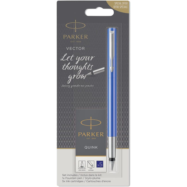 Parker - Vector Füllfederhalter + 5 Tintenpatronen im Display, 48 Blister sortiert