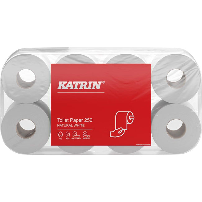 Katrin - Toilettenpapier, 2-lagig, 250 Blatt, Packung mit 8 Rollen