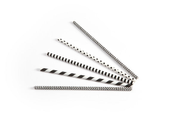 Trinkhalmpapier schwarz/weiß sortiert ø6mm x 200mm 200 Stück