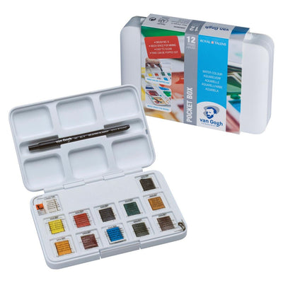Van Gogh - Aquarellfarbe, Taschendose mit 12 halben Näpfchen