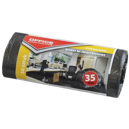 OFFICE products -   vuilniszak, HDPE, 6,3 micron, 35 liter, zwart, rol van 50 stuks