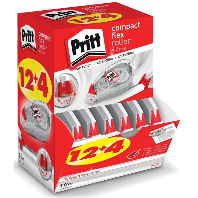 Pritt – Correctione Compact Flex 4,2 mm x 10 m, Aktionspackung mit 12 + 4 gratis