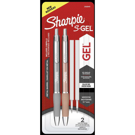 Sharpie – Gelschreiber, dh S-Gel, mittelgroß, Metall, sortiert, Blisterpackung mit 2 Stück und 2 Nachfüllungen