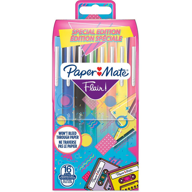 Paper Mate – Fineliner Flair Retro Medium, sortiert, Blister mit 16 Stück