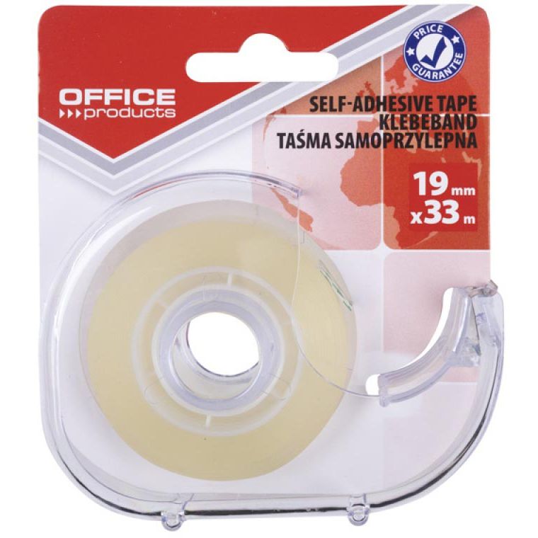 OFFICE products -   plakband, 19 mm x 33m, met afroller, transparant, op blister