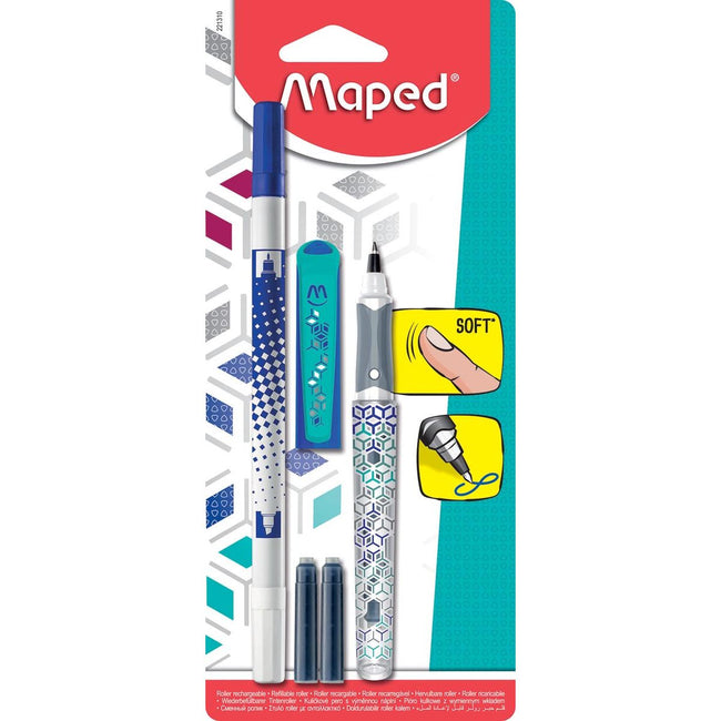 Maped - Roller Classic, im Blister mit 2 Tintenpatronen und 1 Tintenlöscher