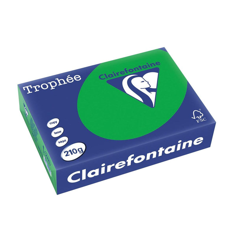 Clairefontaine - Trophée Intens, farbiges Papier, A4, 210 g, 250 Blatt, bijartgrün