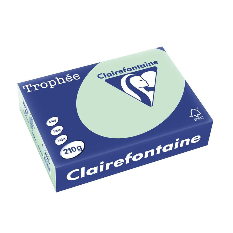 Clairefontaine - Trophée tel, farbiges Papier, A4, 210 g, 250 Blatt, grün