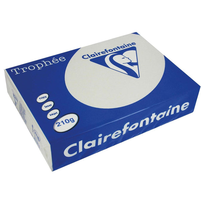 Clairefontaine - Trophée tel, farbiges Papier, A4, 210 g, 250 Blatt, hellgrau