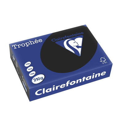 Clairefontaine - Trophée tel, farbiges Papier, A4, 210 g, 250 Blatt, schwarz