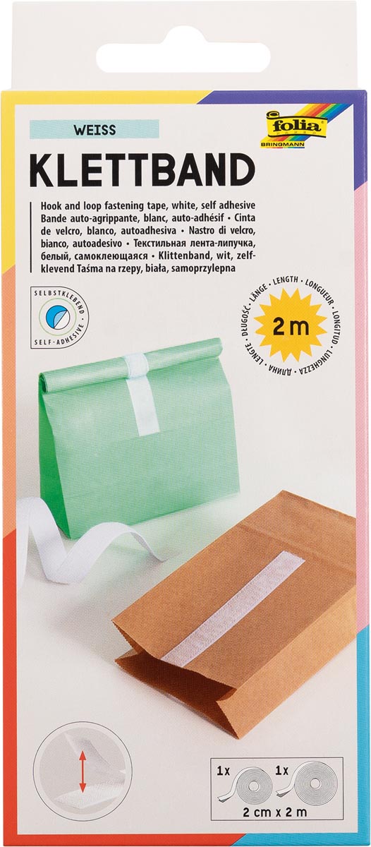 Folia - Klettband 20mmx2m weiß 2 Rollen