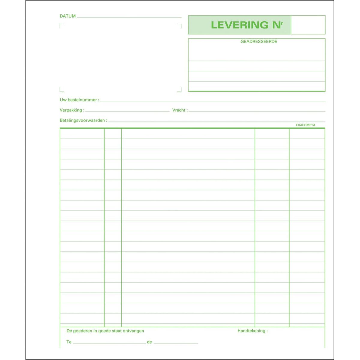 Exacompta - Zubehör, ft 21 x 18 cm, Duplikat (50 x 2 Blatt), Niederländisch