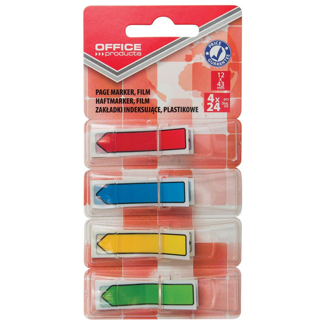 BÜRO – Produktregister, ft 12 x 43 mm, verschiedene Farben, Blister mit 4 x 24 Tabs