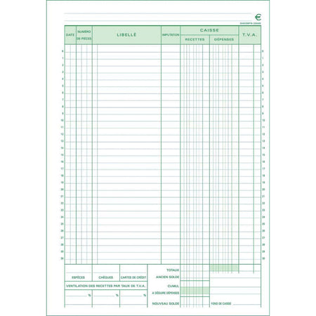 Exacompta - Kassenbuch, ft A4, Französisch, Duplikat (50 x 2 Blatt)