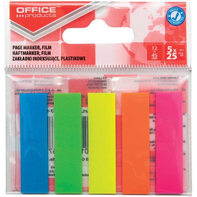 OFFICE products -   index, 12 x 45 mm, ophangzakje van 5 x 25 tabs, geassorteerde kleuren