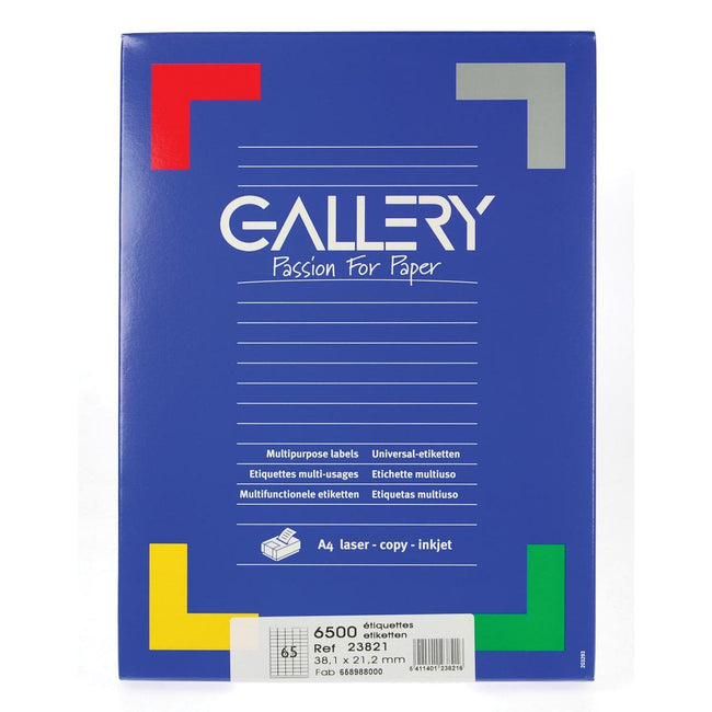 Galerie – weiße Etiketten, 38,1 x 21,2 mm (B x H), runde Ecken, Box mit 6.500 Etiketten
