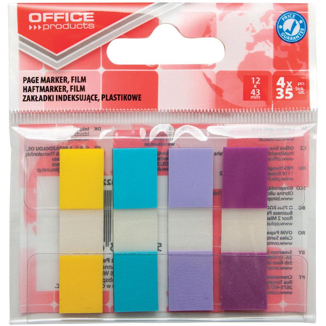 OFFICE products -   index, 12 x 43 mm, geassorteerde pastelkleuren, ophangzakje van 4 x 35 tabs