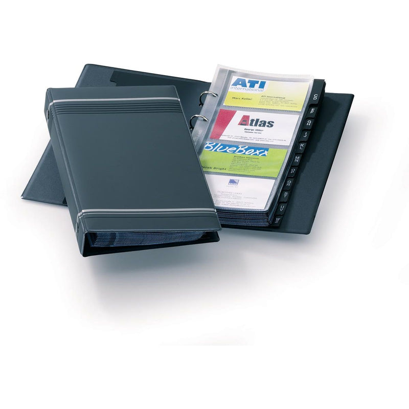 Durable -  visitekaartenmap Visifix 200, ft 14,5 x 25,5 cm, voor 200 kaarten, antraciet
