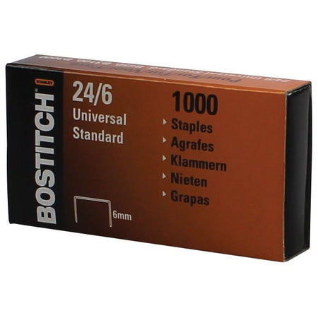 Bostitch - Heftklammern 24-6-1MGAL, 6 mm, verzinkt, Schachtel mit 1000 Heftklammern